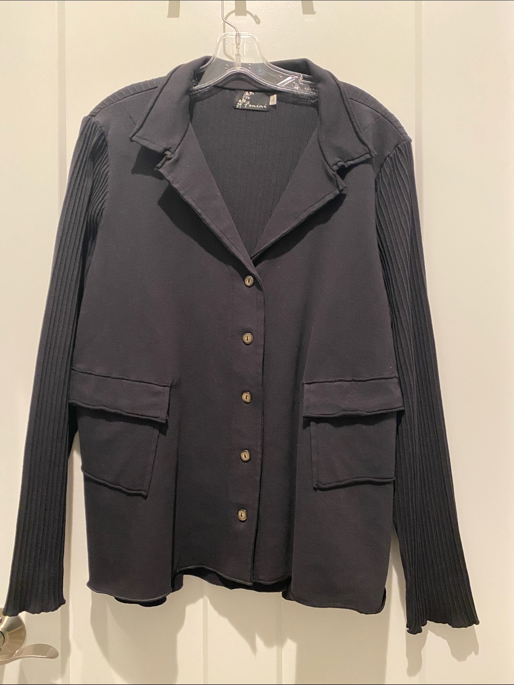 Fenini Women's Button-Front Jacket with Ribbed Sleeves